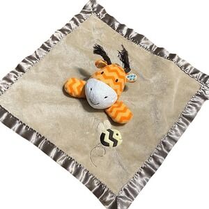 Circo Giraffe Bee‎ Baby Lovey Brown Plush Satin Orange Chevron Security Blanket